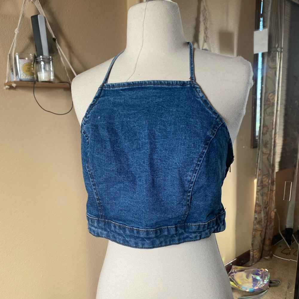 Jean halter top😍